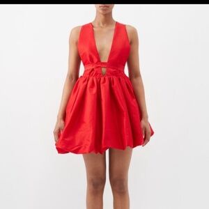 Kika Vargas Hilma plunge-neck taffeta mini dress